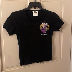 Vintage 1990s Betty Boop Las Vegas Black Shirt Top Tee. Sz: S/M USED!